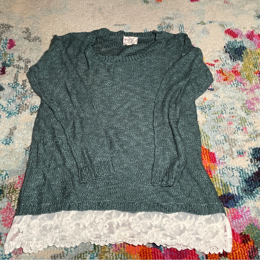 Teal light lacy sweater